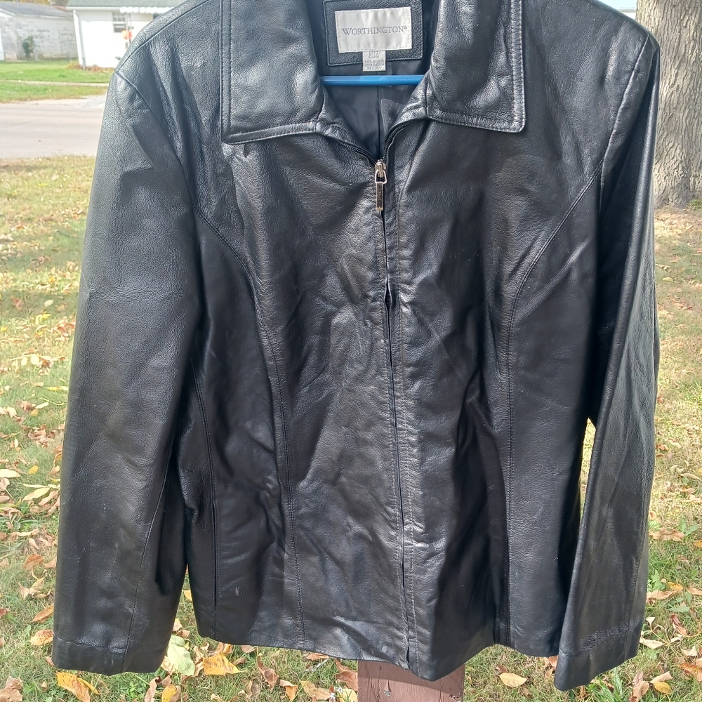 Worthington leather jacket , large, black,